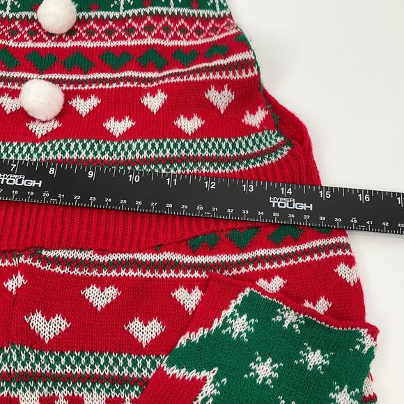 Ugly Christmas Sweater Knit Romper Overalls Shorts Suspenders Holiday S Festive - Picture 9 of 12